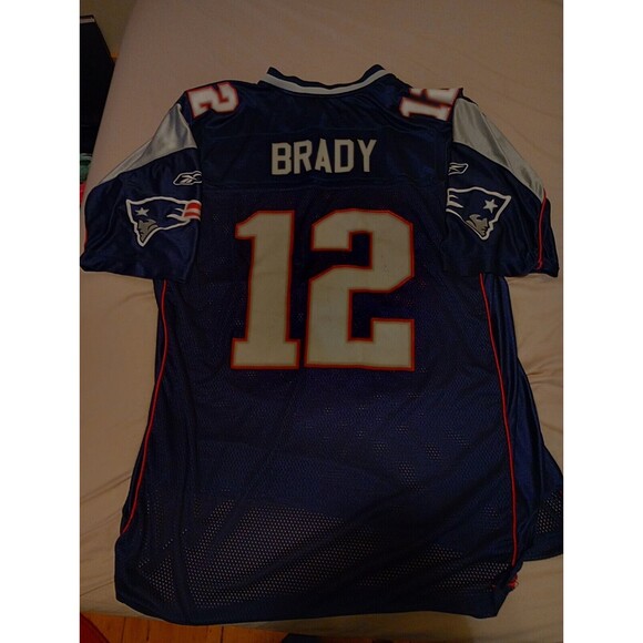 Vintage Tom Brady #12 New England Patriots  Reebok NFL Blue Jersey, Size XL - Picture 2 of 4